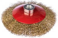 Корщетка-колесо 125мм, волнистая латунированная проволока с наклоном, М14, FIT Арт. 39052