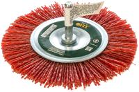 Корщетка-колесо 100мм, нейлоновая, со штифтом, для дрели, FIT