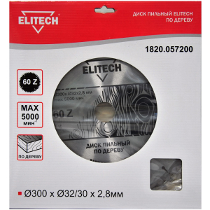 Диск пильный 300х32/30х60T ELITECH Арт. 1820.057200