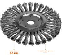 Щетка дисковая для УШМ витая 175мм, 22,2мм ЗУБР Арт. 35190-175_z02
