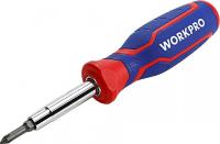Отвертка реверсивная с трещоткой 15в1 14 насадок WORKPRO Арт. WP221061