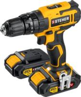 Дрель-шуруповерт акк удар. STEHER CDS-200-2 20В 2Ач Li-lon 40Нм, 2 акк, ЗУ, кейс Арт. CDS-200-2