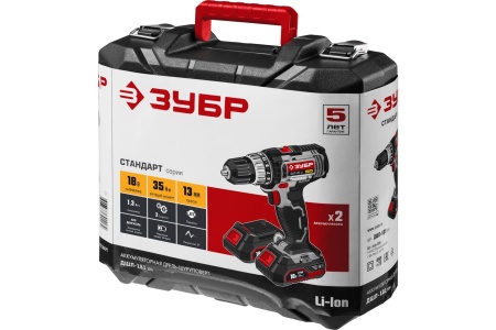 Дрель-шуруповерт аккумуляторная ЗУБР ДШЛ-181 КН 18V*1.3Ah Li-Ion