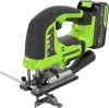 Лобзик Greenworks GD24JS120, 24V б/щет,120 мм,0-3500/мин,4-ст.маятник,алю.подошва,LED,1х4Ач,ЗУ,кор (3601407CUB)