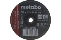 Диск отрезной по нерж Metabo 230x1.9мм SP-Novorapid 25шт./уп. Арт. 617168000