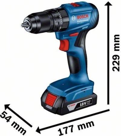 Дрель акк ударная Bosch GSB 185-Li 18V*2Ah Li-Ion 50Нм бесщет дв. 2 АКБ и ЗУ Арт. 06019K3100
