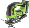  Лобзик акк.  Greenworks GD24JS120, 24V, б/щет, 120 мм, 0-3500/мин, 4-ст.маятник,LED,1х2Ач,ЗУ,кор (3601407CUA)