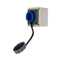 Розетка настенная влагозащищенная с крышкой REXANT 16А, 2Р+РЕ, IP68 Арт. 111-125