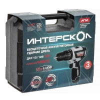 Дрель-шуруповерт акк удар. Интерскол ДАУ-10/12В МиниМАКС 12V*2,5Ah Li-Ion 38Нм БЕСЩЕТ 2акк зу кейс Арт. 767.2.2.45