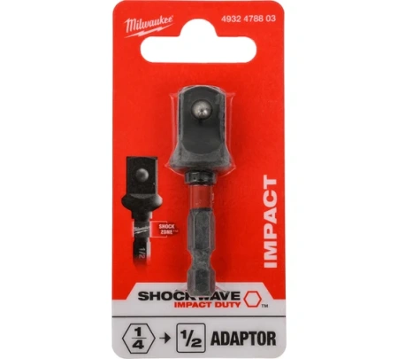 Адаптер ударный для головок MILWAUKEE SHOCKWAVE 1/4" HEX x 1/2" GEN II Арт. 4932478803