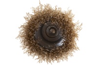 Корщетка-чашка 50мм, латунированная волнистая проволока, шпилька, для дрели, FIT Арт. 38466