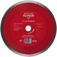 Диск алм ELITECH 250*25.4*2.4мм сплош. керамогранит, плитка, кафель Арт. 1110.006900