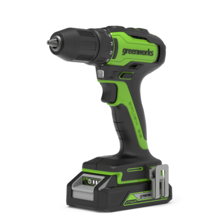 Дрель-шуруповерт акк GREENWORKS GD24DD35K2 24V*2Ah Li-Ion 35Нм бесщет.дв. 2 скор. ЗУ кейс Арт. 3704007UA