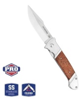 Нож складной с деревянной вставкой WORKPRO 140мм Арт. WP381003