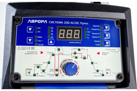 Аргоновый аппарат AURORA Система 200 AC/DC ПУЛЬС 2 поколение 5-200А, 1,0-3,2мм 220В Арт. 32249