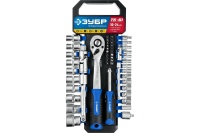 Набор головок с трещеткой 6 гран. 1/4+1/2" 50 предм. 10-24мм ЗУБР ТБ-51 Арт. 27647-H50