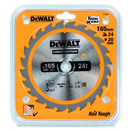 Диск пильный 165x20x24T DeWALT CONSTRUCTION Арт. DT1949-QZ