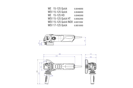 УШМ Metabo WE 15-125 Quick 125мм 1550Вт пл. пуск Арт. 600448000