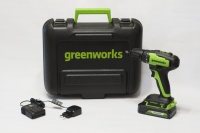 Дрель-шуруповерт акк GREENWORKS GD24DD35K2 24V*2Ah Li-Ion 35Нм бесщет.дв. 2 скор. ЗУ кейс Арт. 3704007UA