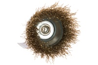 Корщетка-чашка 50мм, латунированная волнистая проволока со штифтом, для дрели FIT Арт. 38515