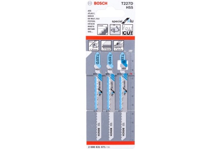 Пилки д/лоб по мет BOSCH T227D HSS Special for Alu 74*100мм 3шт/упак крив.пил алюм Арт. 2608631671