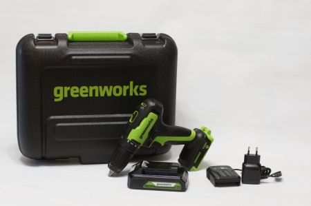 Дрель-шуруповерт акк GREENWORKS GD24DD35K2 24V*2Ah Li-Ion 35Нм бесщет.дв. 2 скор. ЗУ кейс Арт. 3704007UA