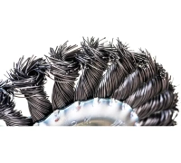 Корщетка-колесо 125мм посадка 22.2мм плоская, крученая металлическая проволока Сибртех Арт. 746327