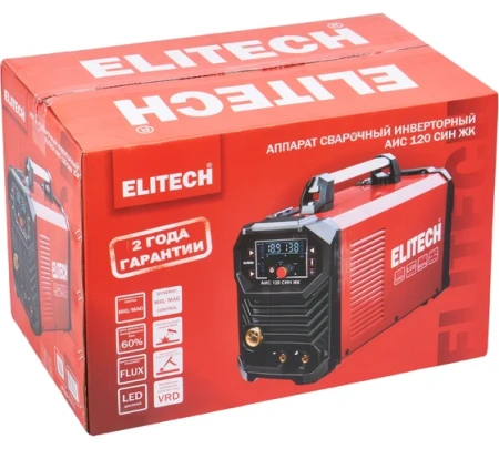 Полуавтомат Elitech АИС 120 СИН ЖК 40-120А 3кВт 0,8мм 230В Арт. АИС 120 СИН ЖК
