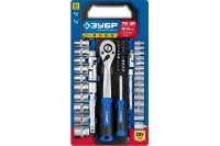 Набор головок с трещеткой 6 гран. 1/4+1/2" 50 предм. 10-24мм ЗУБР ТБ-51 Арт. 27647-H50