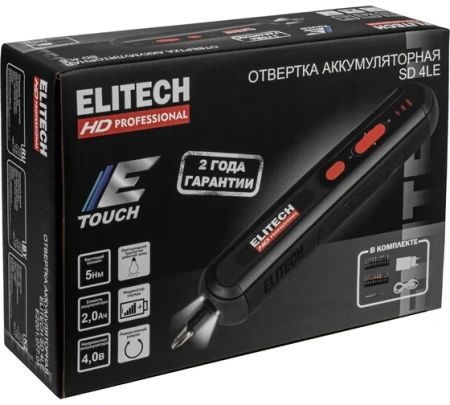 Отвертка акк ELITECH HD SD 4LE 4V*2Ah Li-ion 5Нм Арт. SD 4LE (E2201.077.01)