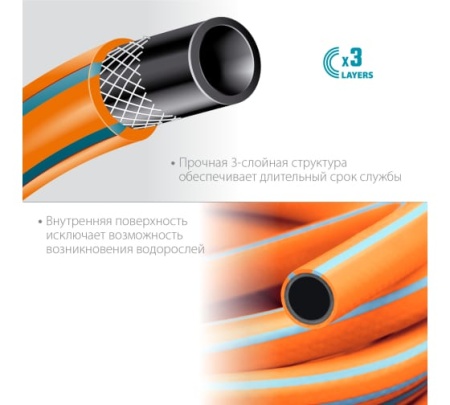 Шланг поливочный GRINDA PROLine FLEX 3 3/4" 15м 20бар, 3-х слойный из термоэластопласта Арт. 429008-3/4-15
