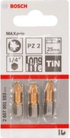 Бита PZ2 25мм BOSCH TIN 3шт/упак. Арт. 2607001593