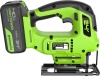 Лобзик акк. Greenworks 24V GD24JS90, б/щет, 90 мм,0-3000/мин,4 ст.маятник,LED,1х4Ач,ЗУ,кор (3601707CUB)
