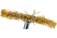 Корщетка-колесо 50мм, со штифтом, стальная латунированная волнистая проволока, для дрели FIT Арт. 38505