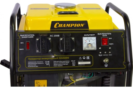 Генератор инверт Champion IGG3200 3,2/3.5 кВт 220В, р.старт Арт. IGG3200