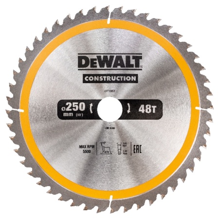 Диск пильный 250х30х48T DeWALT CONSTRUCT Арт. DT1957-QZ