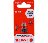 Бита MILWAUKEE  SL0.8x5.5 25мм SHOCKWAVE (2шт/уп) GEN III