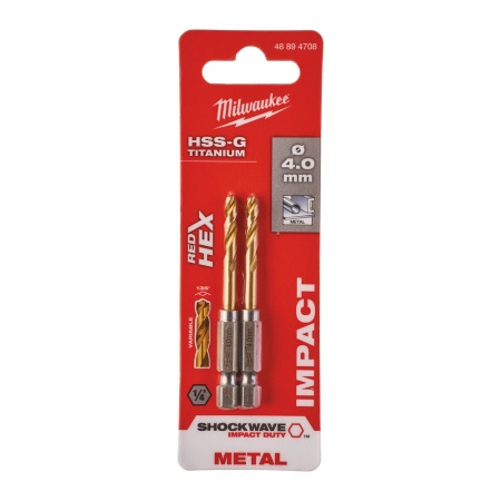 Сверло по металлу Milwaukee RedHEX HSS-G TiN 4.0мм 2шт./уп. Арт. 48894708