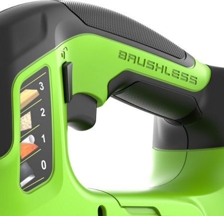 Лобзик акк. Greenworks 24V GD24JS90, б/щет, 90 мм,0-3000/мин,4 ст.маятник,LED,1х4Ач,ЗУ,кор (3601707CUB)