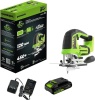  Лобзик акк.  Greenworks GD24JS120, 24V, б/щет, 120 мм, 0-3500/мин, 4-ст.маятник,LED,1х2Ач,ЗУ,кор (3601407CUA)