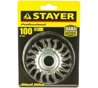Щетка дисковая для УШМ витая 100мм, 22,2мм STAYER Арт. 35120-100