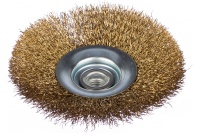 Корщетка-колесо 125мм, волнистая латунированная проволока с наклоном, М14, FIT Арт. 39052