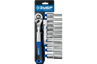 Набор головок удлиненных с трещеткой 6 гран. 1/2" 12 предм. 8-22мм ЗУБР ТБ-12У Арт. 27650-H12