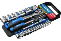 Набор головок с трещеткой 6 гран. 1/4+1/2" 50 предм. 10-24мм ЗУБР ТБ-51 Арт. 27647-H50