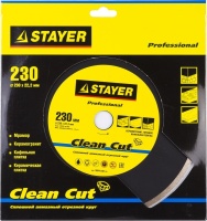 Диск алм STAYER 230*22.2мм Clean Cut сплош. мокр. Кер. М Арт. 3664-230