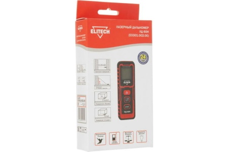 Дальномер лазерный Elitech ЛД 60Н 60м, точн +/- 1,5мм Арт. ЛД 60Н (E0301.002.00)