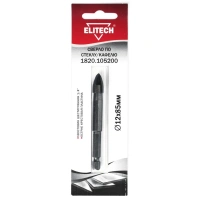 Сверло по стеклу и кафелю HEX1/4 ELITECH, 12*85 мм, 4-х резцовое Арт. 1820.105200