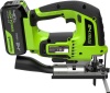 Лобзик Greenworks GD24JS120, 24V б/щет,120 мм,0-3500/мин,4-ст.маятник,алю.подошва,LED,1х4Ач,ЗУ,кор (3601407CUB)