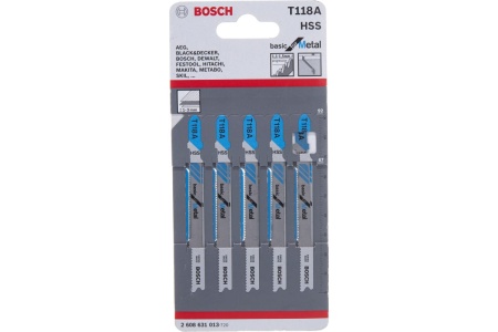 Пилки д/лоб по мет BOSCH T118A HSS Basic for Metal 67*92мм 5шт/упак Арт. 2608631013