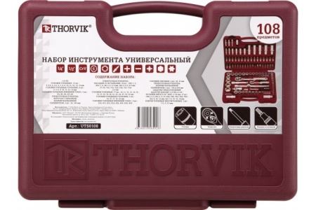 Набор инструмента универсальный 108 предметов 1/4" 1/2" UTS0108 Thorvik Арт. 52062